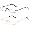 ABETOS 2 Pack Half Moon Reading Glasses Half Frame Semi Rimless Metal Strong Eyewear Spring Hinge Clear Lens Lightweight Fashion Computer Readers for Men Women, Black&Gold 1.0 view 1