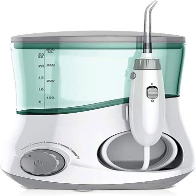 GeRRiT Water Flosser for Teeth, Dental Oral Irrigator with 6 Jet Tips, 600ML Water Tank, Non-Slip Base, Quiet Electric Flosser for Braces Care, Teeth Cleaner