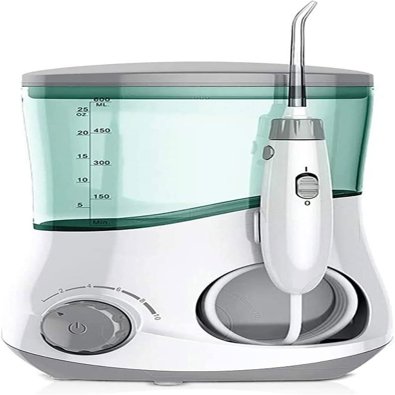 GeRRiT Water Flosser for Teeth, Dental Oral Irrigator with 6 Jet Tips, 600ML Water Tank, Non-Slip Base, Quiet Electric Flosser for Braces Care, Teeth Cleaner