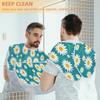 Beard Bib Apron for Men, Beard Trimming Hair Catcher Bib for Shaving, Non-Stick Beard Cape Grooming Cloth with 2 Suction Cups, Gifts for Dad Husband Boyfriend, Daisy Flowers Green Background view 4