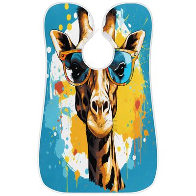 Beard Bib Apron for Men, Beard Trimming Hair Catcher Bib for Shaving, Non-Stick Beard Cape Grooming Cloth with 2 Suction Cups, Gifts for Dad Husband Boyfriend, Cool Giraffe With Glasses