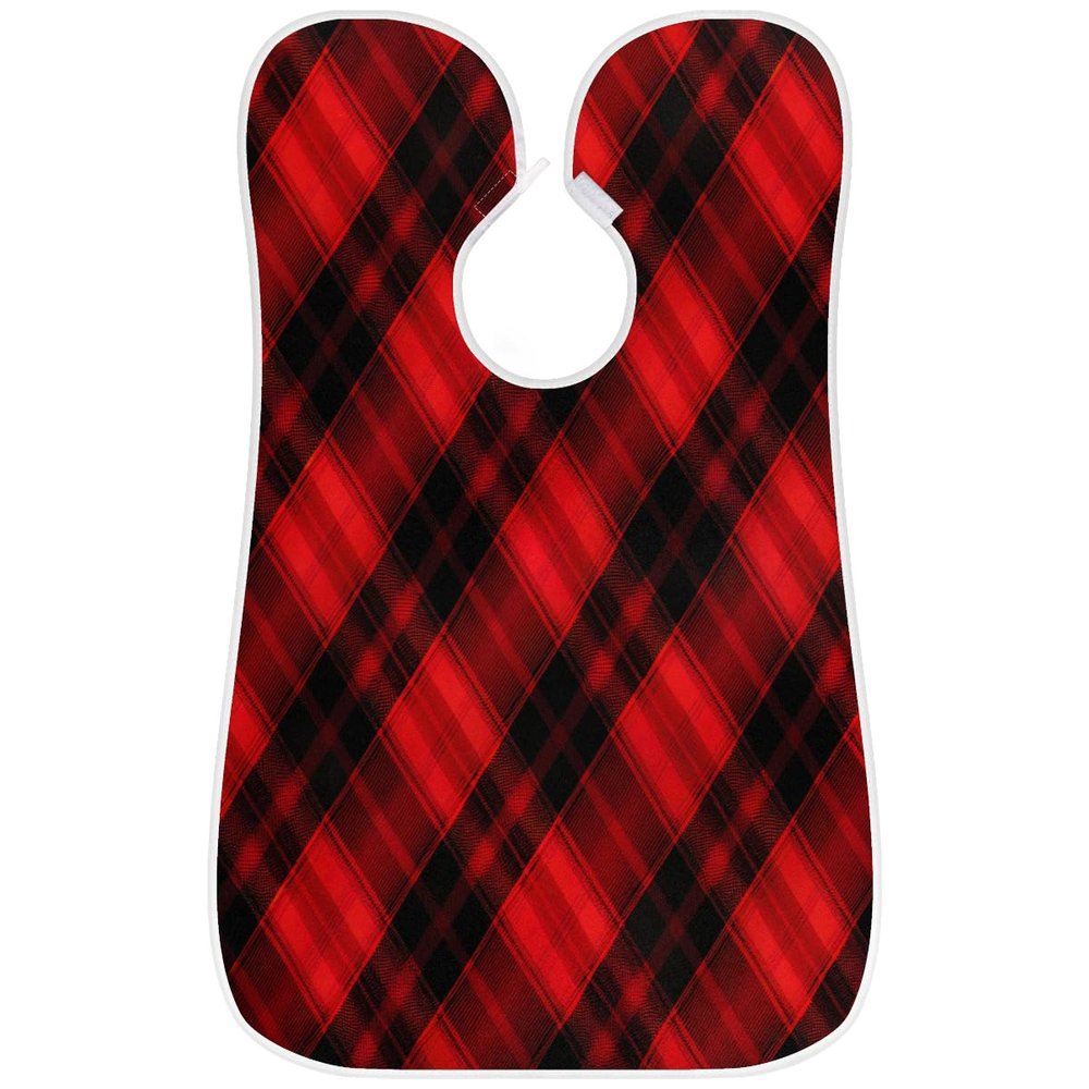 Beard Bib Apron for Men, Beard Trimming Hair Catcher Bib for Shaving, Non-Stick Beard Cape Grooming Cloth with 2 Suction Cups, Gifts for Dad Husband Boyfriend, Red Plaid Grid Pattern