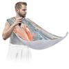 Beard Bib Apron for Men, Beard Trimming Hair Catcher Bib for Shaving, Non-Stick Beard Cape Grooming Cloth with 2 Suction Cups, Gifts for Dad Husband Boyfriend, Red Grey Marble Texture view 3
