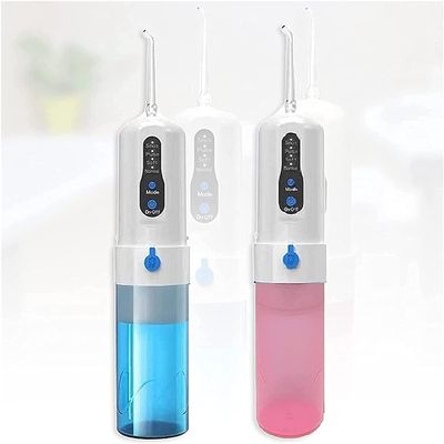 GeRRiT Cordless water floss cleaner Set of 2 Electric Oral Cleaner 4 Modes IPX7 Grade Waterproof Portable Tooth Cleaner with 200ml Detachable Water Tank Professional Cordless Tooth Cleaner for Oral (