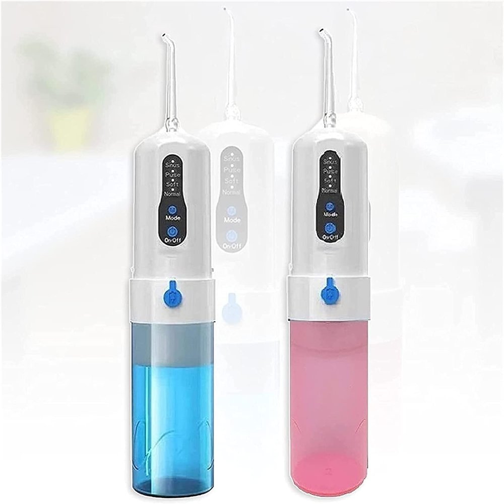 GeRRiT Cordless water floss cleaner Set of 2 Electric Oral Cleaner 4 Modes IPX7 Grade Waterproof Portable Tooth Cleaner with 200ml Detachable Water Tank Professional Cordless Tooth Cleaner for Oral (
