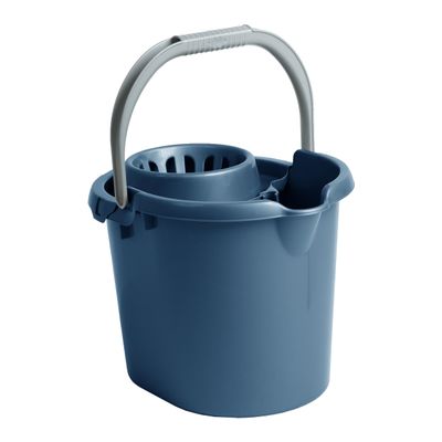16 LITRE Mop Bucket Durable Plastic Floor Cleaning Bucket With Removeable Wringer Attached With Easy Grip Carry Handle For Home Office Cleaning Floors - (NAVY)