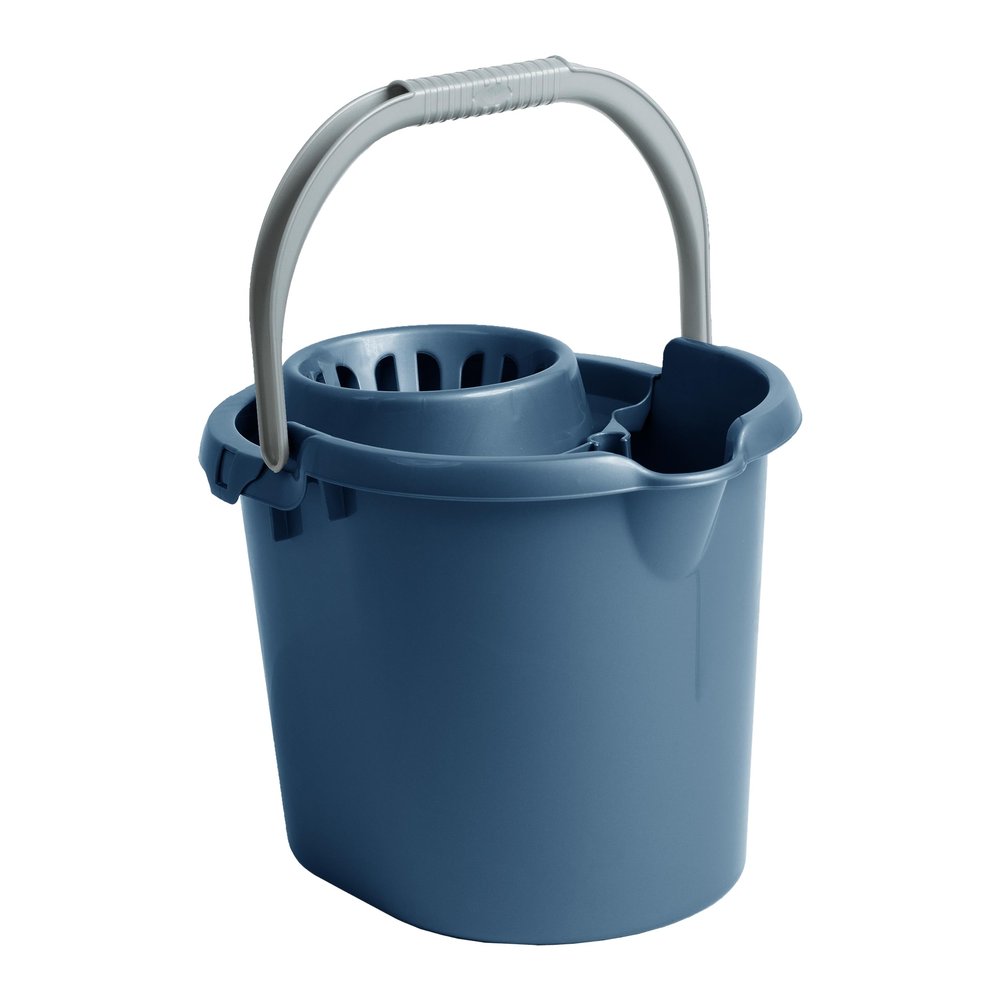16 LITRE Mop Bucket Durable Plastic Floor Cleaning Bucket With Removeable Wringer Attached With Easy Grip Carry Handle For Home Office Cleaning Floors - (NAVY)