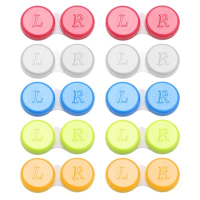 Rumgug 10 Pack Contact Lens Cases, Portable Contact Lens Container Left/Right Eyes Contact Lens Holder Box, Travel Contact Lens Case Mini Care Storage Boxes for Home Outdoor Business Trip 5 Colours