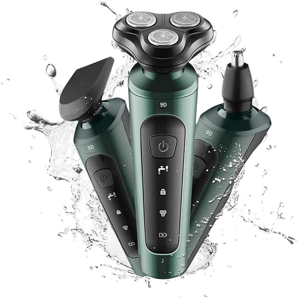 GeRRiT Electric Razor for Men, Mens Electric Shavers, 4 in 1 Dry Wet Waterproof Rotary Shaver Razors, Cordless Face Shaver USB Rechargeable for Shaving Traveling Husband Dad Man