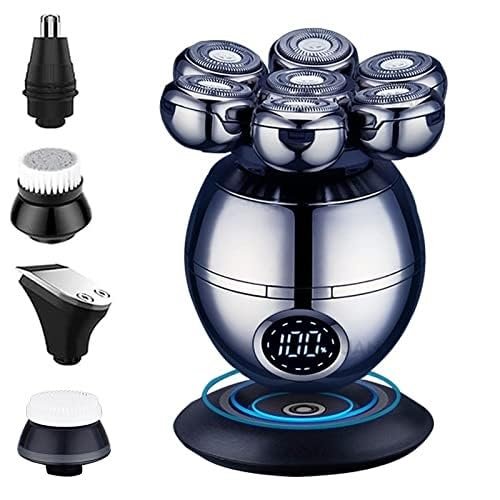 GeRRiT Electric Shavers for Bald Men, 7D Electric Shaver for Men Independently 7 Cutter Floating Head Waterproof Electric Razor Multifunction Trimmer with LCD Display