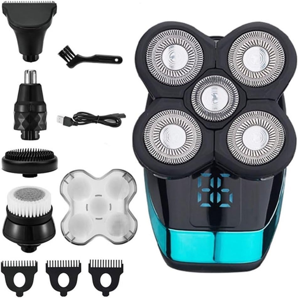 GeRRiT Electric Shavers for Men, 5 in 1 Professional Electric Shaver Rechargeable Electric Razor for Men Beard Razor Wet-Dry Dual Use Waterproof Shaving Machine