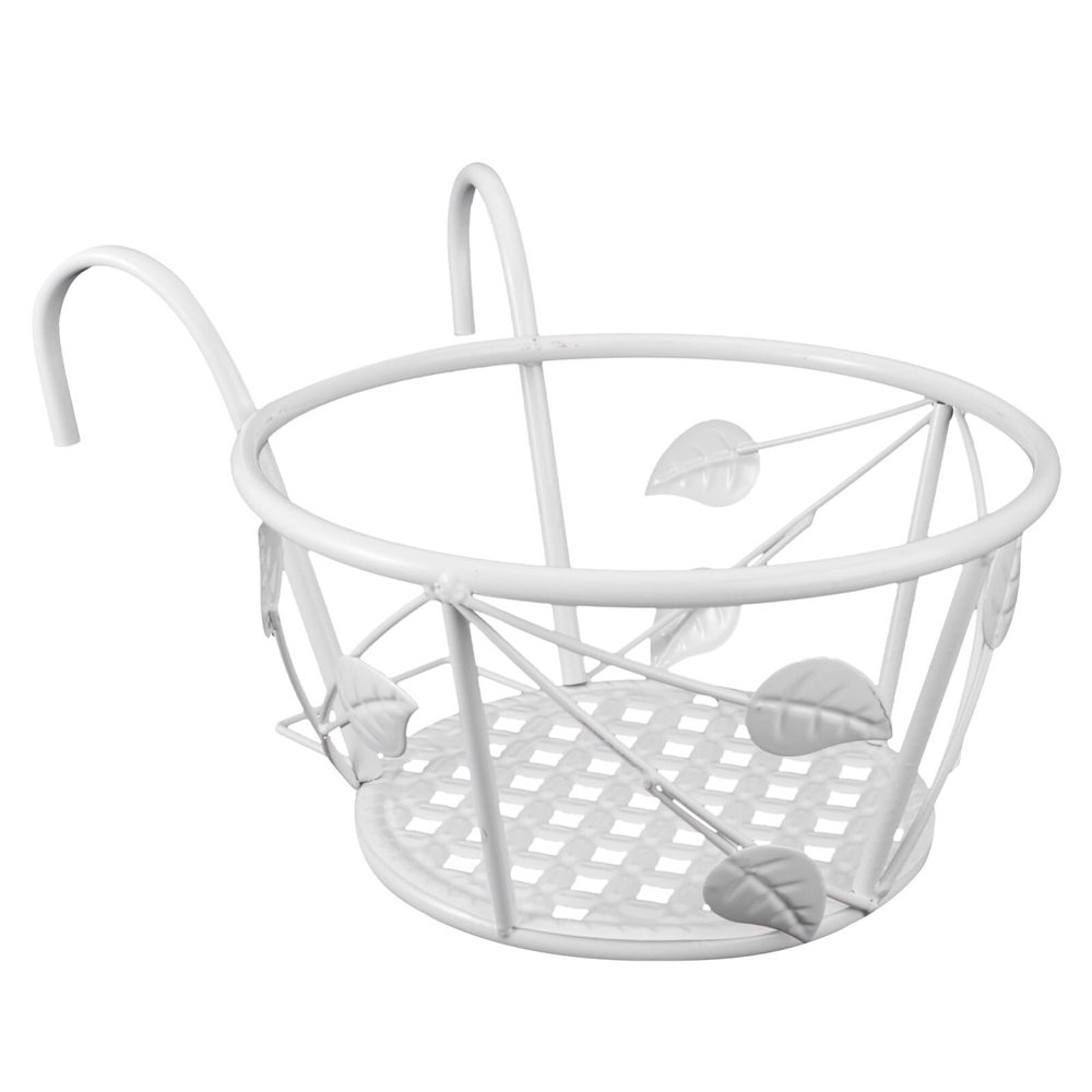 Cabilock 1pc Wrought Iron Railing Plant Rack Hanging Flowerpot Basket for Balcony Garden and Indoor Use Art Design for Home Decor and Stylish Display