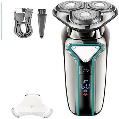 GeRRiT Electric Shavers for Men, Wet Dry Waterproof Electric Shaver for Men Wet Dry Beard Electric Razor Facial Shaving Machine Rechargeable LCD (Color : Green)