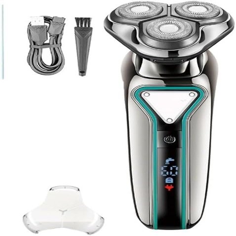 GeRRiT Electric Shavers for Men, Wet Dry Waterproof Electric Shaver for Men Wet Dry Beard Electric Razor Facial Shaving Machine Rechargeable LCD (Color : Green)