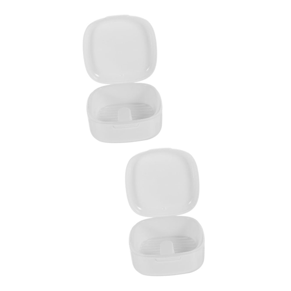 FRCOLOR 2pcs Denture Box for Retainer Storage Portable Denture Case Lid for Outdoor Use