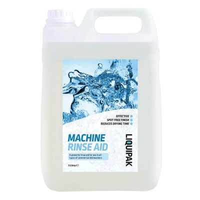 Liquipak Rinse Aid 5L  Automatic Dishwasher & Glasswasher Rinse Aid. Prevents spots, streaks & smears on dishes, glassware & cutlery. Commercial use.