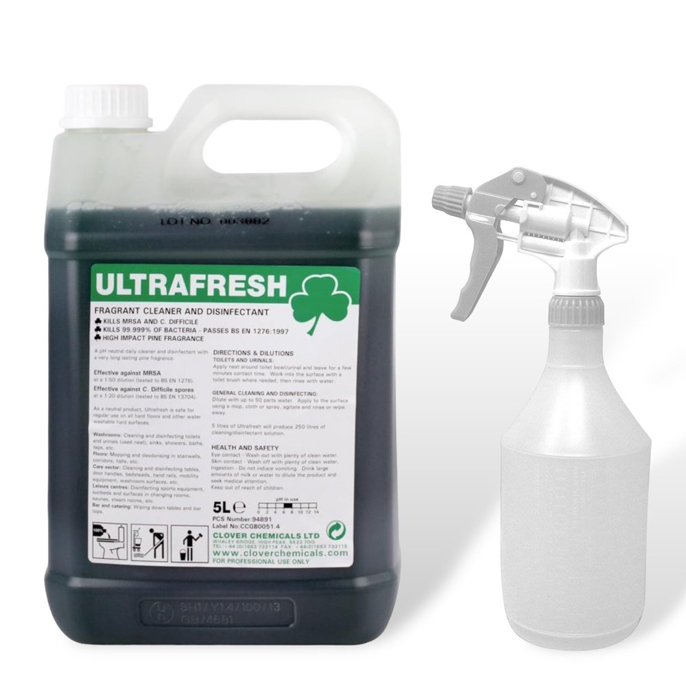 Clover Chemicals Ultra Fresh Disinfectant 5L and 750ml Trigger Spray