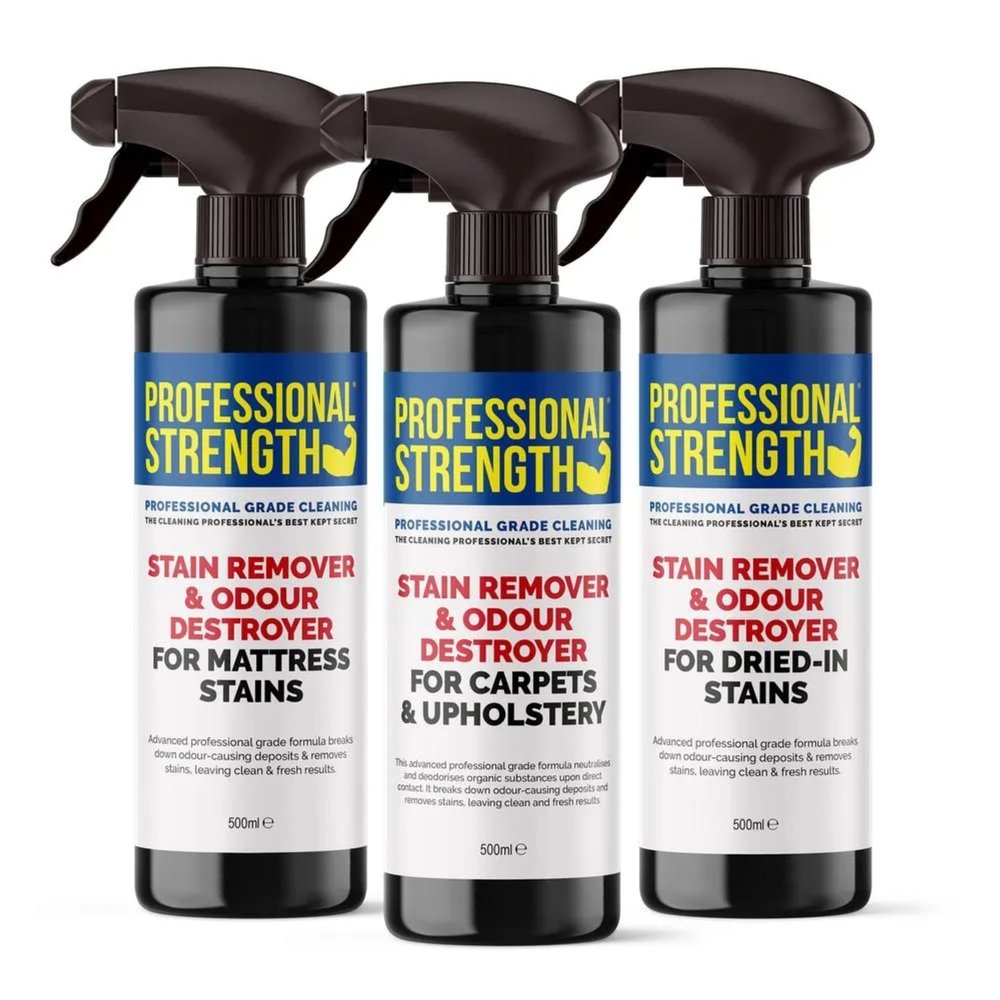 Professional Strength Stain Treatment Multipack 500 ml (Pack of 3) - Carpet, Upholstery And Mattress Cleaning With Enzyme And Probiotic Odour Control - Powerful Home Use Formula