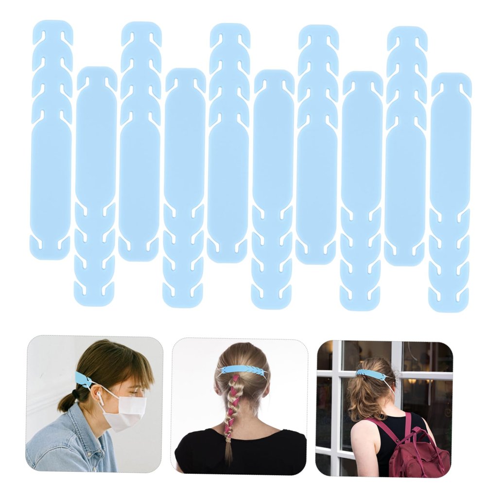 FRCOLOR 10pcs Mask Hooks Mask Extension Buckle Ropes Hanging Hooks Light Blue Elastic Band