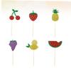 Alipis 12pcs Hawaii Fruit Cake Picks Paper Dessert Toppers Watermelon Cherry Strawberry Lemon Grape and for and Cake Decorations view 2