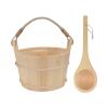 Sharplace Sauna Bucket Wooden Ladle Barrel Tub Foot Spoon Portable SPA Steaming Bathroom Tool,Bathing Pail Spoon for Sauna Hotel Women view 1