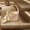 Sharplace Sauna Bucket Wooden Ladle Barrel Tub Foot Spoon Portable SPA Steaming Bathroom Tool,Bathing Pail Spoon for Sauna Hotel Women view 2