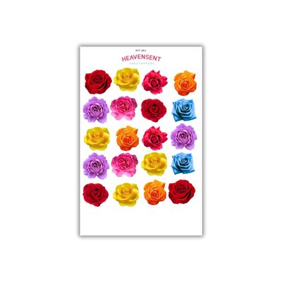 Cake Topper Edible 40 Multicoloured Roses Red Blue Flowers Pre-cut Premium Thick Sweet Wafer Card Standing Cupcake Toppers Birthday Party Cake Decorations