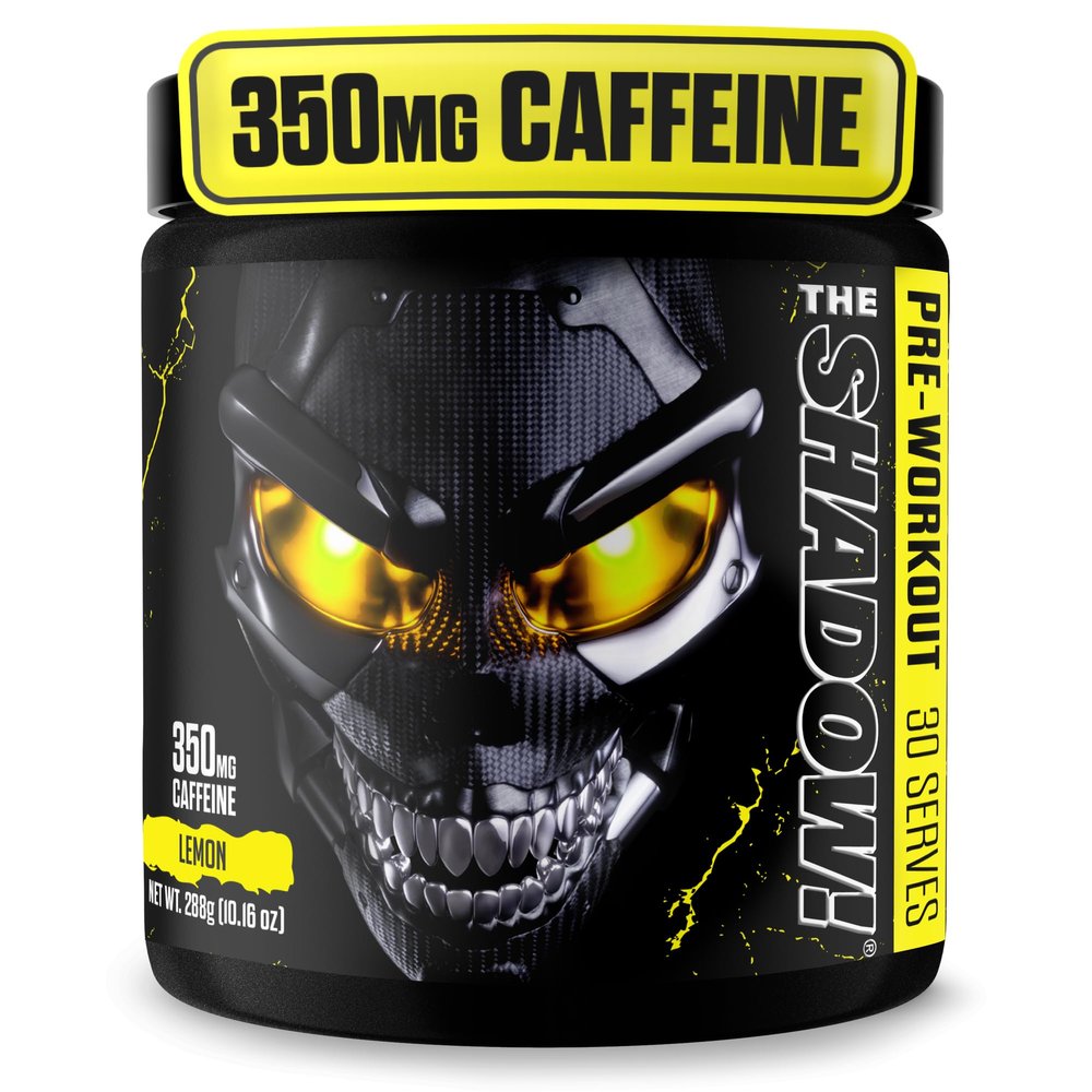 JNX Sports The Shadow! 350mg of Caffeine Hard Core Preworkout -Electric Energy, Mental Focus, Superhuman Strength, Men & Women - Lemon 30 Servings