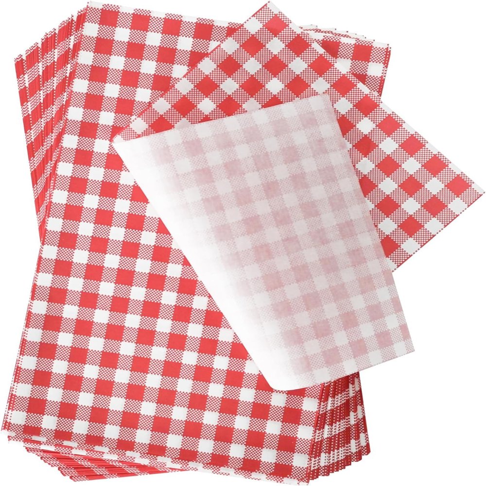 L LIKED 100 PCS 12x7.5 Inchs Red and White Greaseproof Paper Sheets