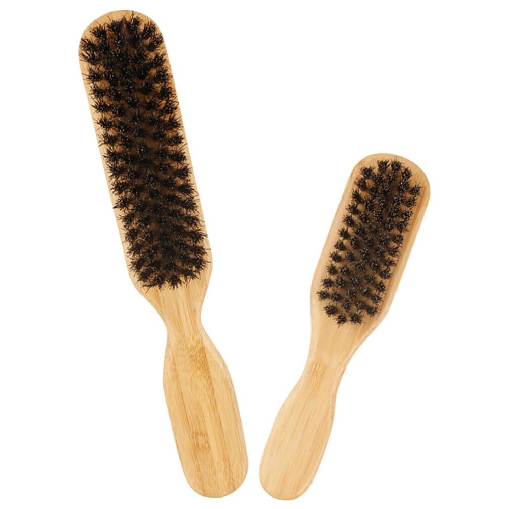 FRCOLOR 2pcs Beard Brushes,Men Beard Grooming Brushes, Bristle Beard Comb, Shredded Hair Brush for Barber