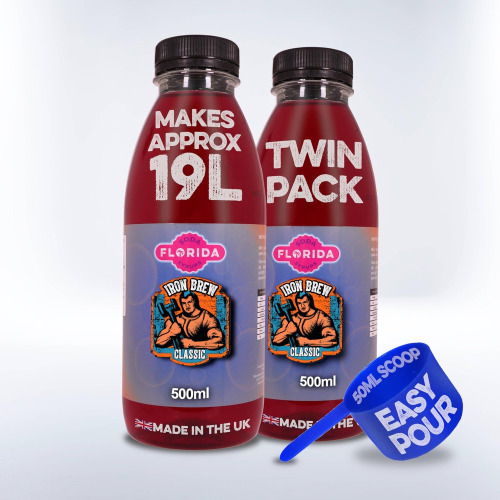 Florida Syrups Flavours Compatible with Sodastream Machines - Soda Drink Flavourings 500 ml (Pack of 2) (500 ml (Pack of 2), Iron Brew)