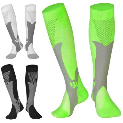 Compression Socks (3 Pairs) for Men Circulation 20-30 mmhg Medical Compression Stockings Women Nursing (Black+White+Green, S-M)