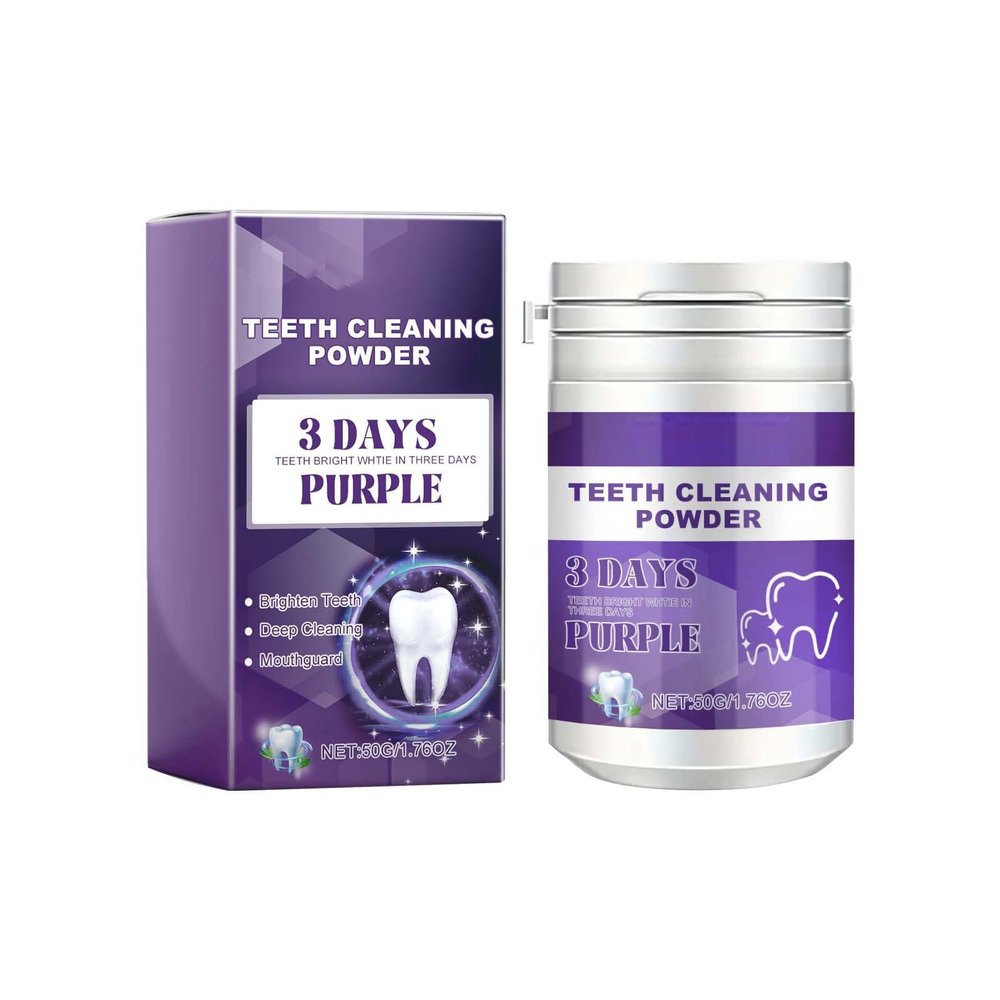 Premium Purple Whitening Tooth Powder, Natural Stain Removal Formula, Bright White for Sensitive Teeth, Vegan CmS252 (Purple, One Size)