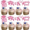 Rsstarxi 36 Pack 2024 Graduation Cupcake Toppers Glitter Class of 2024 Graduation Cap Diploma Cupcake Picks Decorations for Congrats Grad 2024 Graduation Theme Party Cake Decorations Pink view 1