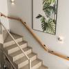 UsmAsk Handrail Staircase for Indoor/Outdoor Staircase Handrails Banister - Complete Kit. Natural Wooden Stair Rail, Wall Mount Elderly Railings Safety Hand Support Rail Corridor Rod, Grab Bar view 4