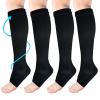 ACWOO Compression Socks for Women & Men, 2 Pairs Open Toe Graduated Stockings Support, Non-Slip Flight Socks Running Socks for Sports, Flying, Maternity Pregnancy, Nurses, Travel, Running view 1