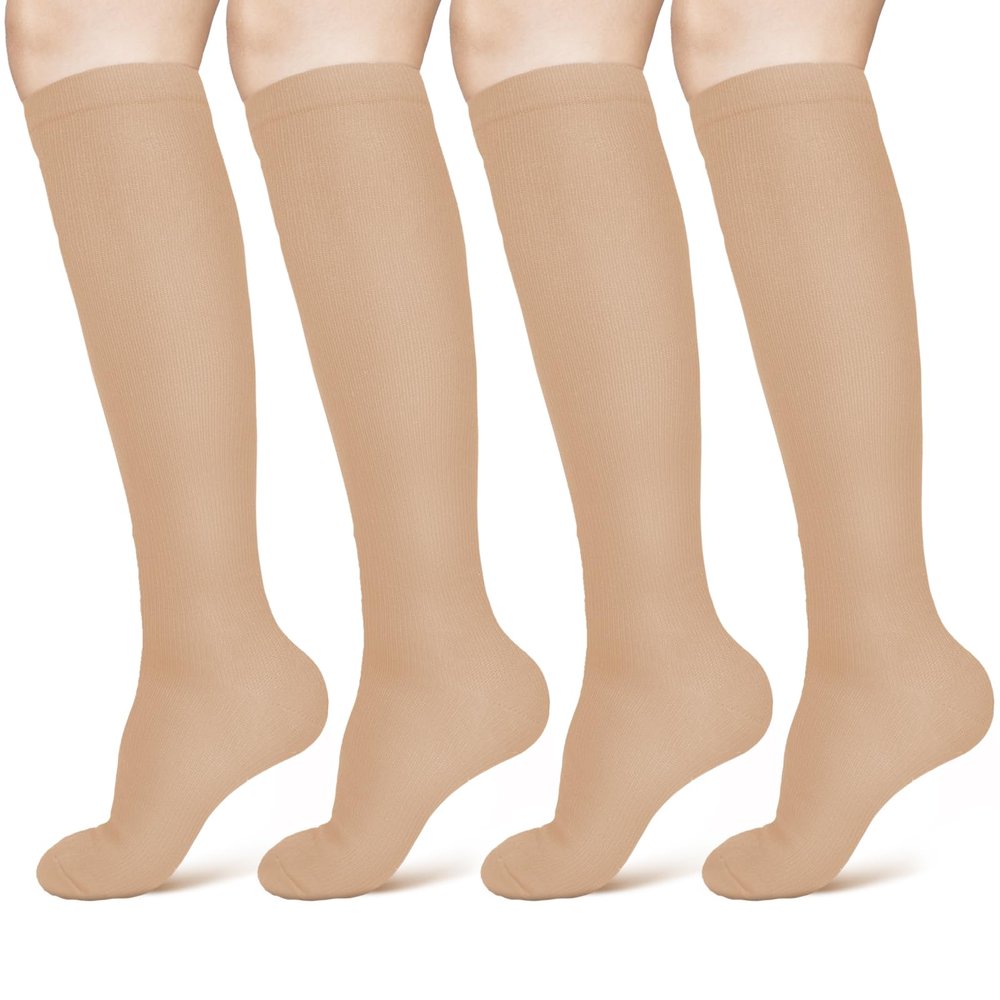 ACWOO Compression Socks for Women & Men, 2 Pairs Graduated Stockings Support, Non-Slip Breathable Flight Socks Running Socks for Sports, Flying, Maternity Pregnancy, Nurses, Travel, Running