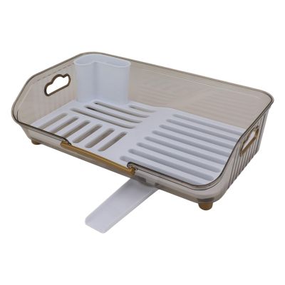 Dish Drying Rack, PP Expandable Dish Rack for Kitchen Counter with Utensil Holder Multifunctional Space Saving Neat Hygienic Dish Drainer for Kitchen Sink