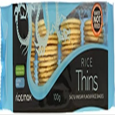 12 x Ricesnax Salt & Vinegar Rice Thins 100g Delicious And Crispy Treat With Family And Friends Gift Hamper