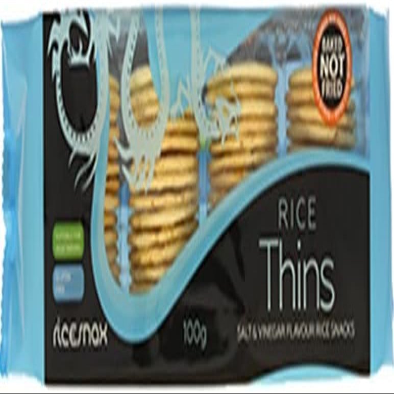12 x Ricesnax Salt & Vinegar Rice Thins 100g Delicious And Crispy Treat With Family And Friends Gift Hamper