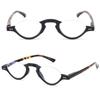 ABETOS Half Frame Reading Glasses Blue Light Blocking Computer Readers Men Women Fashion Small Retro Half Moon Lens Spring Hinge Lightweight Eyeglasses, Black&Leopard 1.5 view 3
