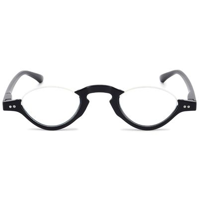 ABETOS Half Frame Reading Glasses Blue Light Blocking Computer Readers Men Women Fashion Small Retro Half Moon Lens Spring Hinge Lightweight Eyeglasses, Matte Black 2.5