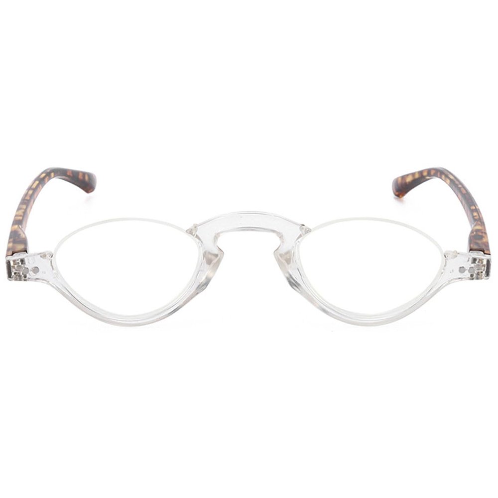 ABETOS Half Frame Reading Glasses Blue Light Blocking Computer Readers Men Women Fashion Small Retro Half Moon Lens Spring Hinge Lightweight Eyeglasses, Transparent&Tortoiseshell 1.5