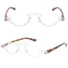 ABETOS Half Frame Reading Glasses Blue Light Blocking Computer Readers Men Women Fashion Small Retro Half Moon Lens Spring Hinge Lightweight Eyeglasses, Transparent&Tortoiseshell 1.5 view 3