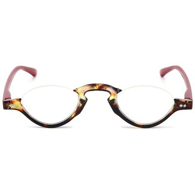 ABETOS Half Frame Reading Glasses Blue Light Blocking Computer Readers Men Women Fashion Small Retro Half Moon Lens Spring Hinge Lightweight Eyeglasses, Tortoiseshell&Red 1.5