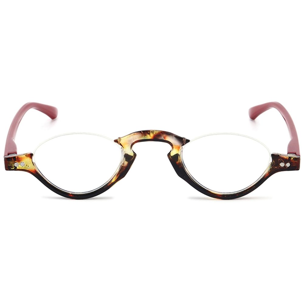 ABETOS Half Frame Reading Glasses Blue Light Blocking Computer Readers Men Women Fashion Small Retro Half Moon Lens Spring Hinge Lightweight Eyeglasses, Tortoiseshell&Red 1.5