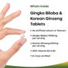Ginkgo Biloba and Korean Ginseng Tablets - 7000mg Ginkgo Biloba Herbal Supplements & 600mg Panax Ginseng High Strength Extract - Enriched with Vitamin B3 & B5-120 Vegan Tablets view 2