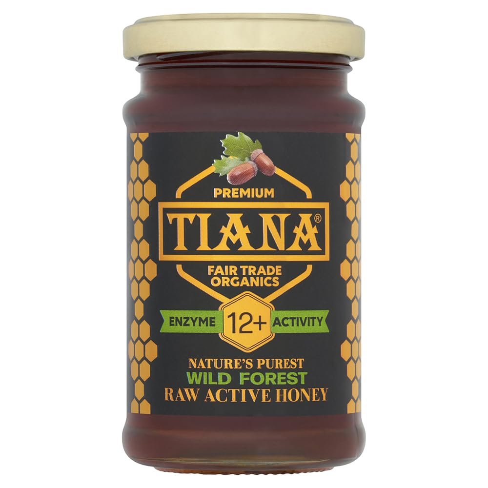 Raw Unpasteurised Wild Forest Honey 250g (Pack of 2)  Organic, Unheated & Enzyme-Rich (Diastase 12+)  Pure Active Raw Honey with Antioxidants  Ethically Sourced  TIANA