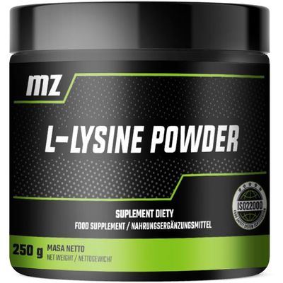 L-Lysine Powder 250g - Pure L-lysine HCI 1000 mg per Serving - 250 Servings per Pack - Amino Acid Supplement - Vegan and Without Additives - by MZ