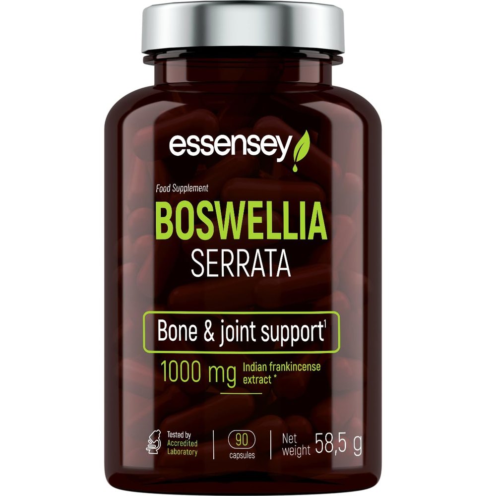Essensey Boswellia Serrata Capsules - Ultimate Joint and Heart Support with 1000mg Extract, 600mg Boswellic Acid Supplements - 90 Vegetarian Capsules